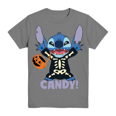 Disney Collection Little & Big Kid Boys Crew Neck Short Sleeve Regular Fit Lilo Stitch Graphic T-Shirt