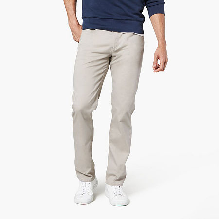 Dockers Jean Cut Khaki All Seasons Tech Mens Comfort Waistband Straight Straight Fit Flat Front Pant, 36 32, Beige