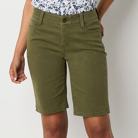 Liz Claiborne Sara Womens Mid Rise Bermuda Short, 18, Green