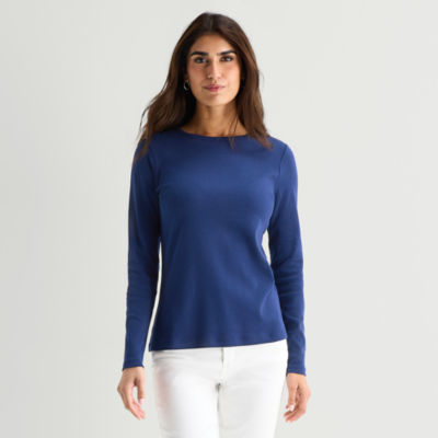 Representative product-family photo: St. John's Bay Womens Crew Neck Long Sleeve T-Shirt. Pictured option and availability are unverified.