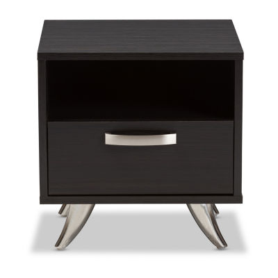 Baxton Studio Warwick 1Drawer NightstandJCPenney, Color Dark Brown