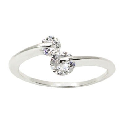 Sparkle Allure Womens 2MM White Cubic Zirconia Pure Silver Over Brass Hypoallergenic Bypass  Band