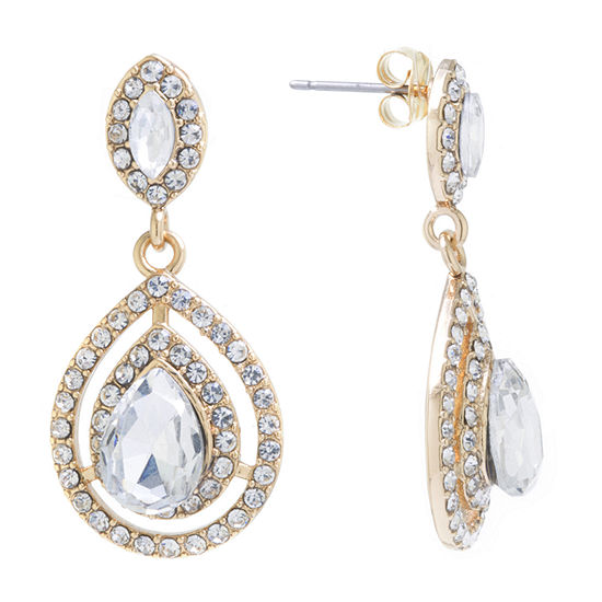 Sparkle Allure Crystal 24K Gold Over Brass Drop Earrings, Color: Gold ...