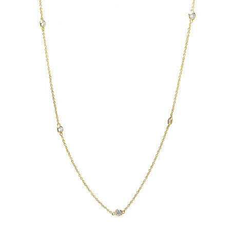 Silver Reflections Cubic Zirconia 24k Gold Over Brass 18 Inch Cable Round Chain Necklace In Transparent