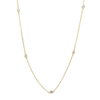 Silver Reflections Cubic Zirconia 24K Gold Over Brass 18 Inch Cable Round Chain Necklace