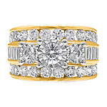 Womens 4 CT. T.W. Genuine White Diamond 10K Gold Round Side Stone 3-Stone Engagement Ring