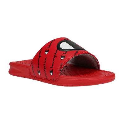 Champion Little & Big Unisex Script Slide Sandals, Color: Scarlet Black ...