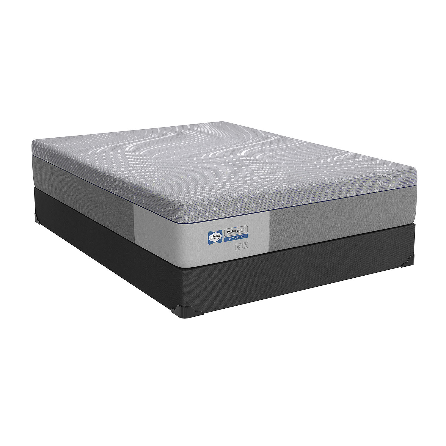Sealy® Lacey Hybrid Soft - Mattress + Box Spring, Color: Gray Pattern ...