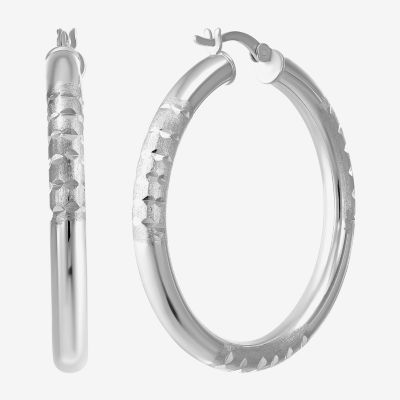 Sterling Silver 38mm Round Hoop Earrings