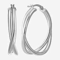 Sterling Silver 35mm Round Hoop Earrings, One Size
