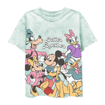 Disney Collection Little & Big Girls Crew Neck Short Sleeve Mickey and Friends Graphic T-Shirt