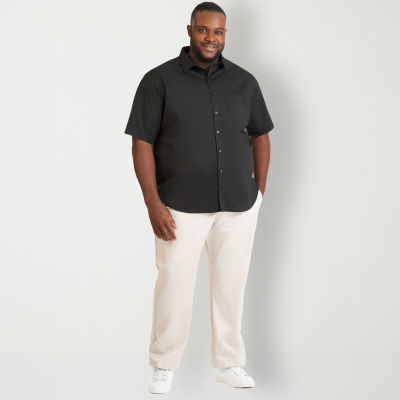 Van Heusen Stainshield Big and Tall Mens Regular Fit Short Sleeve Button-Down Shirt