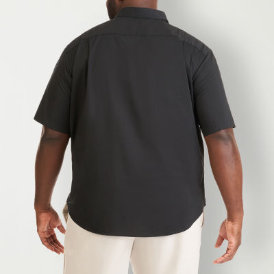 Van Heusen Stainshield Big and Tall Mens Regular Fit Short Sleeve Button-Down Shirt