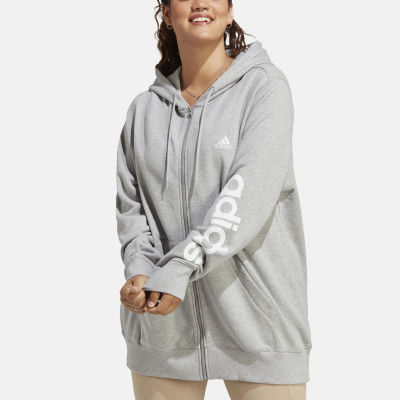 adidas Essentials Linear Full Zip French Terry Hoodie (Plus Size)