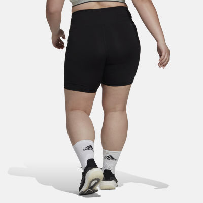 adidas Training Essentials 3 Stripes High Waisted Bike Shorts (Plus Size)