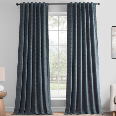 Exclusive Fabrics & Furnishing Lounge Embossed Velvet Light-Filtering Rod Pocket Back Tab Single Curtain Panel