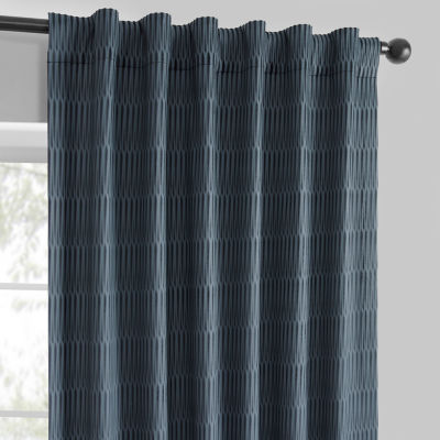 Exclusive Fabrics & Furnishing Lounge Embossed Velvet Light-Filtering Rod Pocket Back Tab Single Curtain Panel