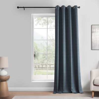 Exclusive Fabrics & Furnishing Lounge Embossed Velvet Light-Filtering Grommet Top Single Curtain Panel