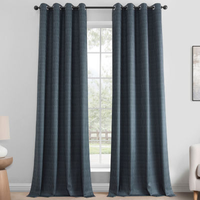 Exclusive Fabrics & Furnishing Lounge Embossed Velvet Light-Filtering Grommet Top Single Curtain Panel