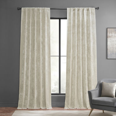 Exclusive Fabrics & Furnishing Lush Crush Velvet Light-Filtering Rod Pocket Back Tab Single Curtain Panel