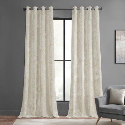 Exclusive Fabrics & Furnishing Lush Crush Velvet Light-Filtering Grommet Top Single Curtain Panel