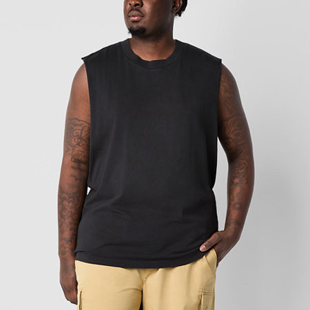 Arizona Mens Crew Neck Sleeveless Muscle T-Shirt Big and Tall, 4x-large Tall, Black