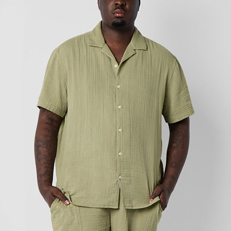 Arizona Big and Tall Mens Short Sleeve Camp Shirt, 4x-large, Green