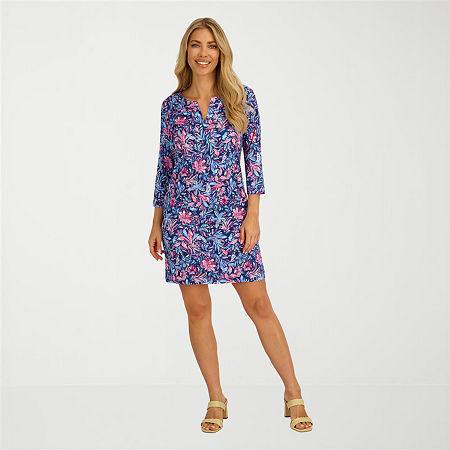 Stella Parker Womens Tropical Floral Knit Dress Swimsuit Cover-Up