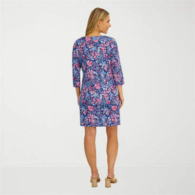 Stella Parker Womens Tropical Floral Knit Dress Swimsuit Cover-Up