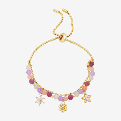 Footnotes Mom Womens Purple Quartz 14K Gold Over Brass Flower Bolo Bracelet