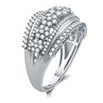 Womens 1 CT. T.W. Mined White Diamond 10K White Gold Cocktail Ring