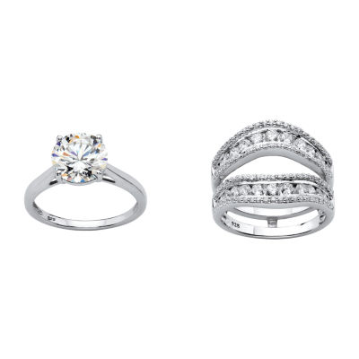 DiamonArt® Womens 4 1/4 CT. T.W. White Cubic Zirconia Platinum Over Silver Bridal Set
