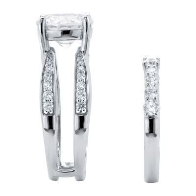 DiamonArt® Womens 4 3/4 CT. T.W. White Cubic Zirconia Platinum Over Silver Bridal Set