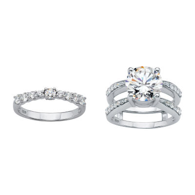 DiamonArt® Womens 4 3/4 CT. T.W. White Cubic Zirconia Platinum Over Silver Bridal Set