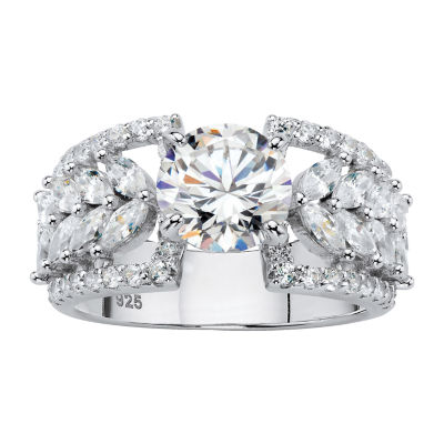 DiamonArt® Womens 4 CT. T.W. White Cubic Zirconia Platinum Over Silver Cocktail Ring