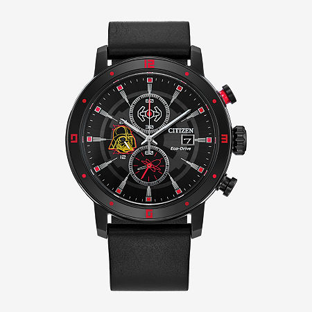 Citizen Darth Vader Star Wars Mens Chronograph Black Leather Strap Watch Ca0769-04w, One Size