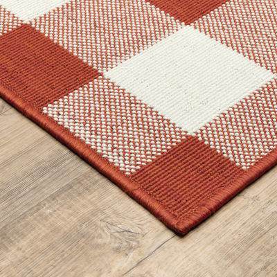 Covington Home Martinique Gingham Plaid Indoor Outdoor Rectangular Accent Rug