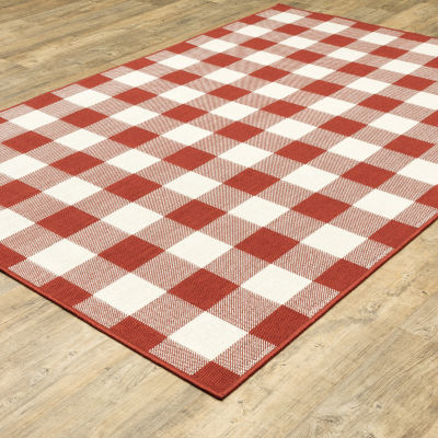 Covington Home Martinique Gingham Plaid Indoor Outdoor Rectangular Accent Rug
