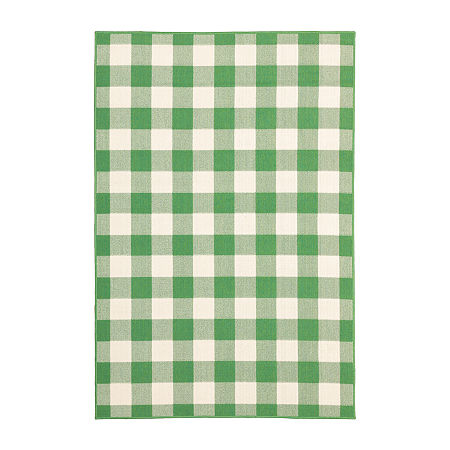 Covington Home Martinique Gingham Plaid Indoor Outdoor Rectangular Area Rug, One Size, Green