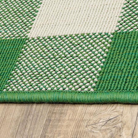 Covington Home Martinique Gingham Plaid Indoor Outdoor Rectangular Area Rug, One Size, Green