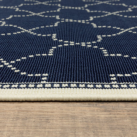 Covington Home Martinique Scallop Trellis Indoor Outdoor Rectangular Area Rug, One Size, Blue