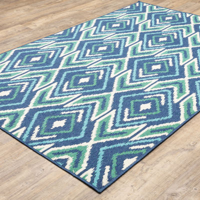 Covington Home Marquesas Diamond Ikat Indoor Outdoor Rectangular Area Rug