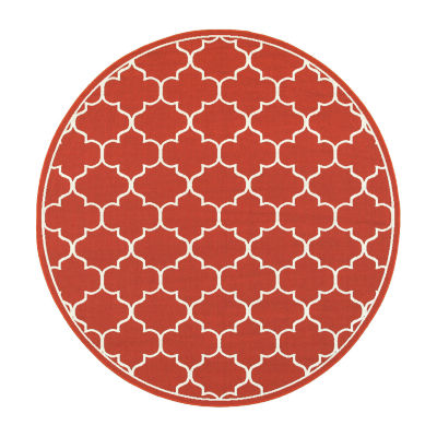 Covington Home Marquesas Scallop Trellis 7'10"X7'10" Indoor Outdoor Round Area Rug