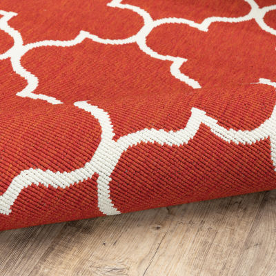 Covington Home Marquesas Scallop Trellis 7'10"X7'10" Indoor Outdoor Round Area Rug