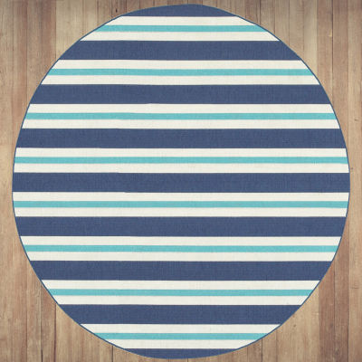 Covington Home Marquesas Striped 7'10"X7'10" Indoor Outdoor Round Area Rug