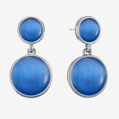 Liz Claiborne Double Catseye Round Drop Earrings