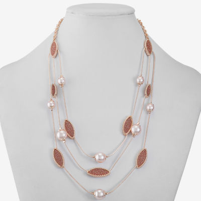 Monet Jewelry Layered Rose Tone Strand Necklace