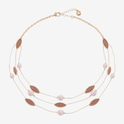 Monet Jewelry Layered Rose Tone Strand Necklace