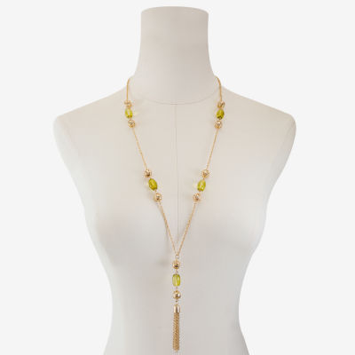 Liz Claiborne Beaded Tassel Womens Zinc Pendant Necklaces