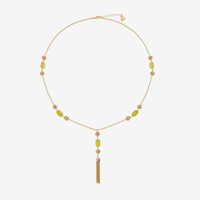 Liz Claiborne Beaded Tassel Womens Zinc Pendant Necklaces